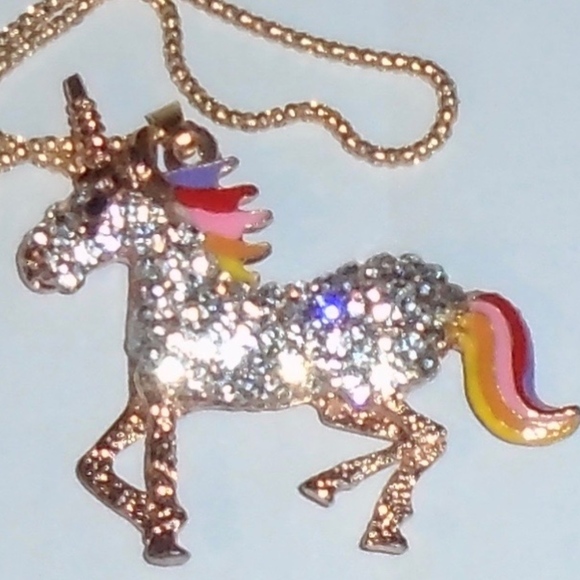 Enamel Crystal Horse/Unicorn Pendant Rainbow - Picture 3 of 4